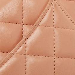 Chanel Peach Pink Quilted Leather Classic Wallet on Chain 