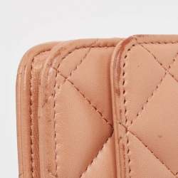 Chanel Peach Pink Quilted Leather Classic Wallet on Chain 