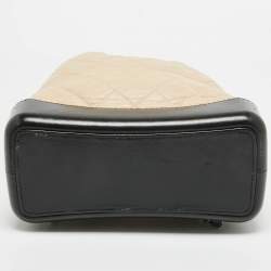 Pre Owned Chanel Black/Peach Quilted Aged Leather Small Gabrielle Backpack