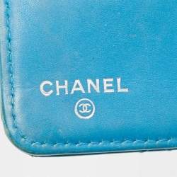 Chanel Teal Quilted Patent Leather L Yen Wallet