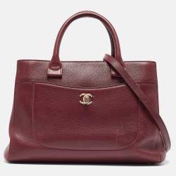 Chanel Burgundy Leather Small Neo Executive Shopper Tote