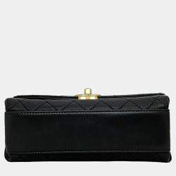Chanel  Black Quilted Lambskin Leather Small Classic Top Handle Flap Bag