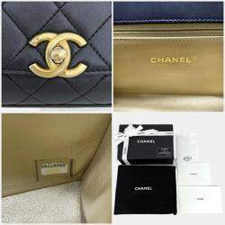 Chanel  Black Quilted Lambskin Leather Small Classic Top Handle Flap Bag