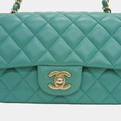 Chanel Green Lambskin Leather Mini Flap Bag Shoulder Bags