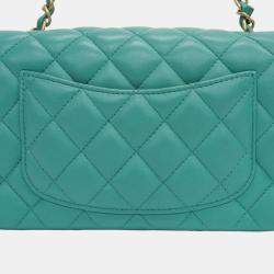 Chanel Green Lambskin Leather Mini Flap Bag Shoulder Bags