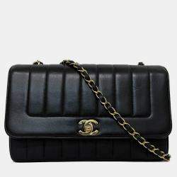 Chanel Black Leather  Mademoiselle Shoulder Bag