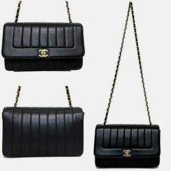 Chanel Black Leather  Mademoiselle Shoulder Bag