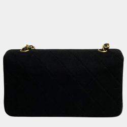 Chanel Black Jersey Full Flap Bag 