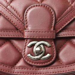 Pre Owned Chanel Burgundy Leather Paris-Salzburg Quilted Saddle Bag