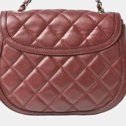 Pre Owned Chanel Burgundy Leather Paris-Salzburg Quilted Saddle Bag