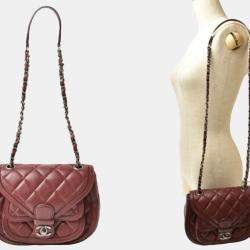 Pre Owned Chanel Burgundy Leather Paris-Salzburg Quilted Saddle Bag