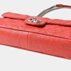 Pre Owned Chanel Red Caviar Quilted Mini Simply CC Flap Bag