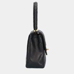 Chanel Black Leather Kelly Top Handle Bag