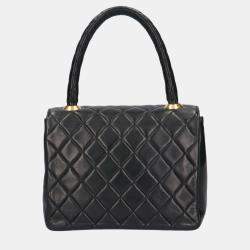Chanel Black Leather Kelly Top Handle Bag