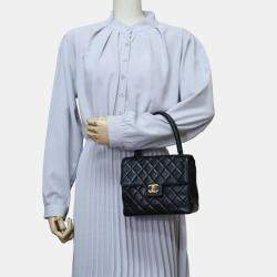 Chanel Black Leather Kelly Top Handle Bag