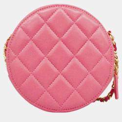 Chanel Pink Leather CC Round Lucky Charms Shoulder Bag