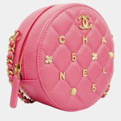 Chanel Pink Leather CC Round Lucky Charms Shoulder Bag