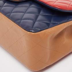 مملوكة مسبقًا Chanel Tricolor Quilted Lambskin Leather Jumbo Classic Double Flap Bag