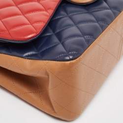 مملوكة مسبقًا Chanel Tricolor Quilted Lambskin Leather Jumbo Classic Double Flap Bag