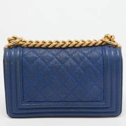 مملوكة مسبقًا حقيبة شانيل ميني بوي جلد أزرق كحلي