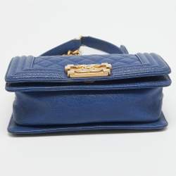 مملوكة مسبقًا حقيبة شانيل ميني بوي جلد أزرق كحلي