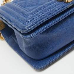 مملوكة مسبقًا حقيبة شانيل ميني بوي جلد أزرق كحلي