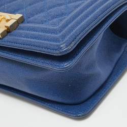 مملوكة مسبقًا حقيبة شانيل ميني بوي جلد أزرق كحلي