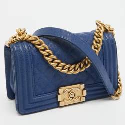 مملوكة مسبقًا حقيبة شانيل ميني بوي جلد أزرق كحلي