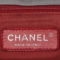 Pre Owned Chanel Grey Quilted Crinkled Leather Ultra Stitch Classic Flap Bag