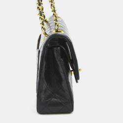 Chanel Black Lambskin Leather Small Classic Double Flap Shoulder Bags