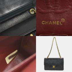 Chanel Black Lambskin Leather Small Classic Double Flap Shoulder Bags