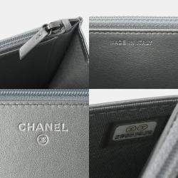 Chanel Silver Leather Written In Chain Wallet On Chain