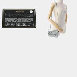 Chanel Silver Leather Written In Chain Wallet On Chain