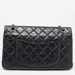 Chanel Black Quilted Aged Leather Reissue 2.55 Classic 226 Flap Bag