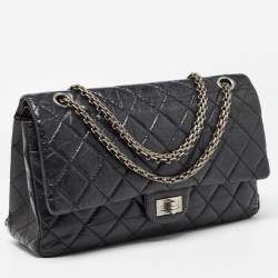 Chanel Black Quilted Aged Leather Reissue 2.55 Classic 226 Flap Bag