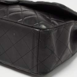 Pre Owned Chanel Black Quilted Lambskin Leather Maxi Classic Single Flap Bag