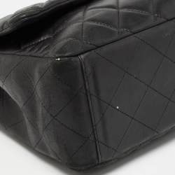 Pre Owned Chanel Black Quilted Lambskin Leather Maxi Classic Single Flap Bag