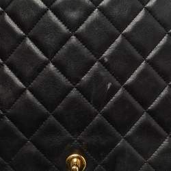 Pre Owned Chanel Black Quilted Lambskin Leather Maxi Classic Single Flap Bag