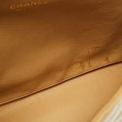 Pre Owned Chanel Gold Quilted Patent Leather Maxi Classic Single Flap Bag