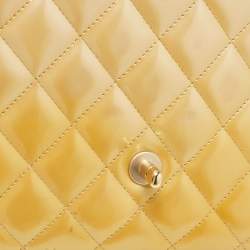 Pre Owned Chanel Gold Quilted Patent Leather Maxi Classic Single Flap Bag