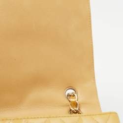 Pre Owned Chanel Gold Quilted Patent Leather Maxi Classic Single Flap Bag