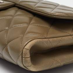 Pre Owned Chanel Olive Green Quilted Leather Chain Flap Bag