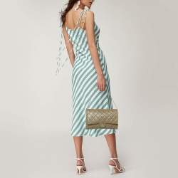 Pre Owned Chanel Olive Green Quilted Leather Chain Flap Bag
