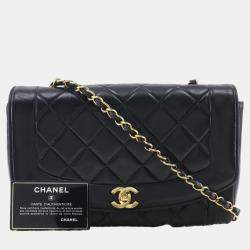 Chanel Black Leather Medium Vintage Diana Shoulder Bag