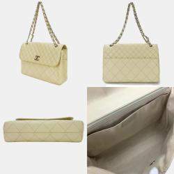 Chanel Beige Quilted Lambskin Maxi In The Business Flap Shoulder Bag 