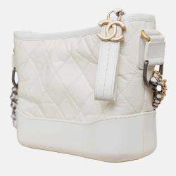 Chanel Quilted Leather Gabrielle Hobo Bag - '10s White Leather