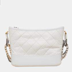 Chanel Quilted Leather Gabrielle Hobo Bag - '10s White Leather