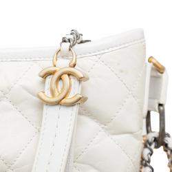 Chanel Quilted Leather Gabrielle Hobo Bag - '10s White Leather
