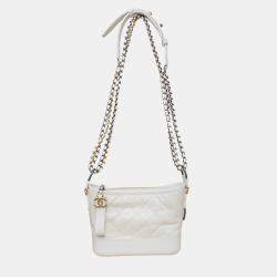 Chanel Quilted Leather Gabrielle Hobo Bag - '10s White Leather