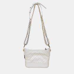 Chanel Quilted Leather Gabrielle Hobo Bag - '10s White Leather